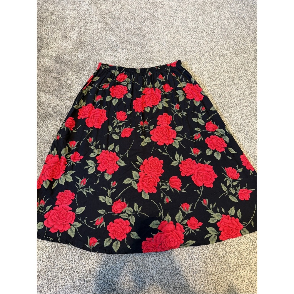 Vintage Blair Boutique Red Rose Skirt XL‎ Lightweight